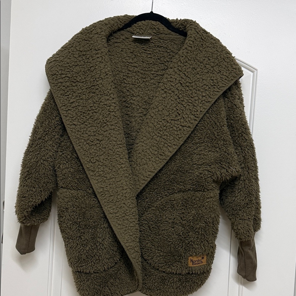 Cozy Dark Olive Teddy Jacket